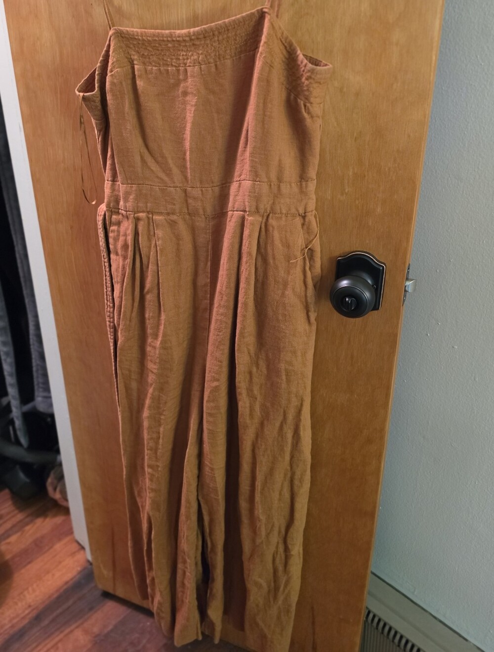 J. Crew Rust Orange Strapless Linen Jumpsuit